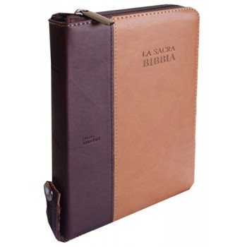 Bibbia Tascabile Nuova Diodati - (C 03 PMM) in pelle marrone duotone con cerniera e taglio bianco Bibbia Tascabile Nuova Diodati - (C 03 PMM) in pelle marrone duotone con cerniera e taglio bianco