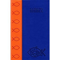 Bibbia Nuova Diodati - (C 03 B) Piccola Pelle Arancione/Blu