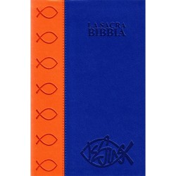 Bibbia Nuova Diodati - (C 03 B) Piccola Pelle Arancione/Blu