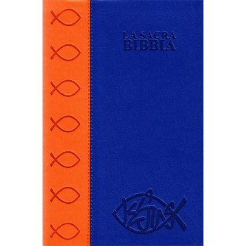 Bibbia Nuova Diodati - (C 03 B) Piccola Pelle Arancione/Blu